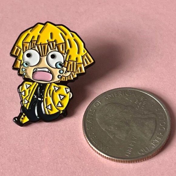 Demon Slayer Zenitsu Crying Enamel Pin - Picture 2 of 6